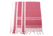Červenobílý šátek s třásněmi, 115x110 cm
