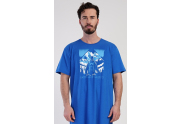Pánská noční košile s krátkým rukávem Mountain modrá XL